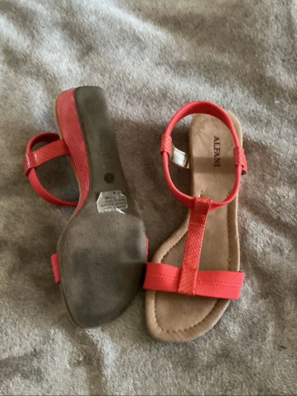 Alfani Kids Bright Coral T-Strap Sandals